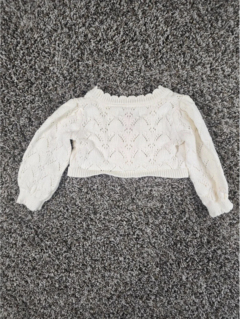 Cupcakes & Cashmere Baby Girls Sz 12M Cardigan Shrug White Crochet Knit